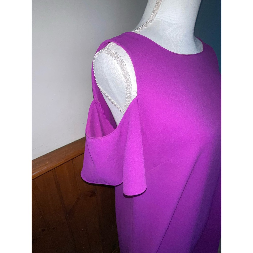 Womens Gianni Bini Purple Cold Shoulder Flutter Sleeve‎ Spring Summer Dress S - Picture 2 of 8